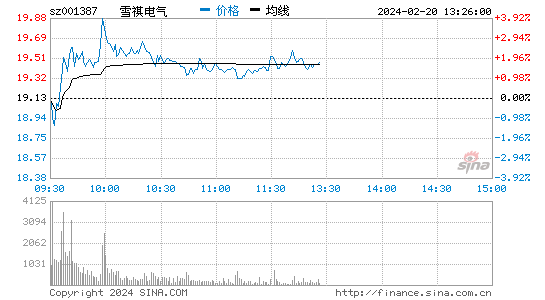 雪祺电气[001387]股票行情 股价K线图