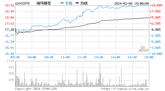 瑞玛精密[002976]股票行情 股价K线图