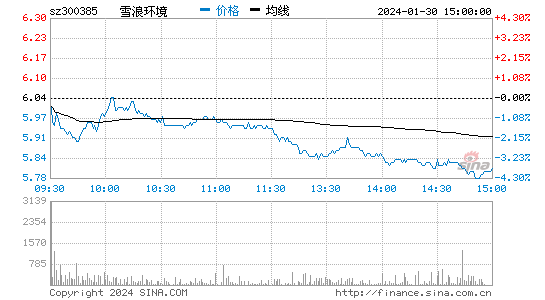雪浪环境[300385]股票行情 股价K线图