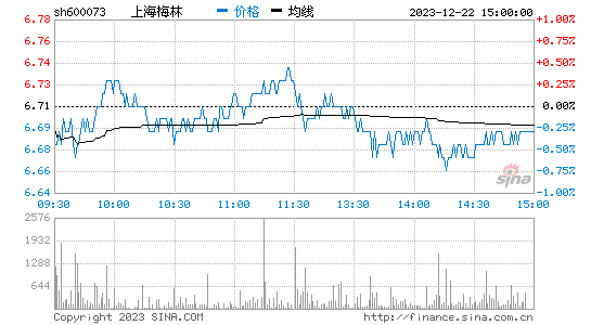 上海梅林[600073]股票行情 股价K线图